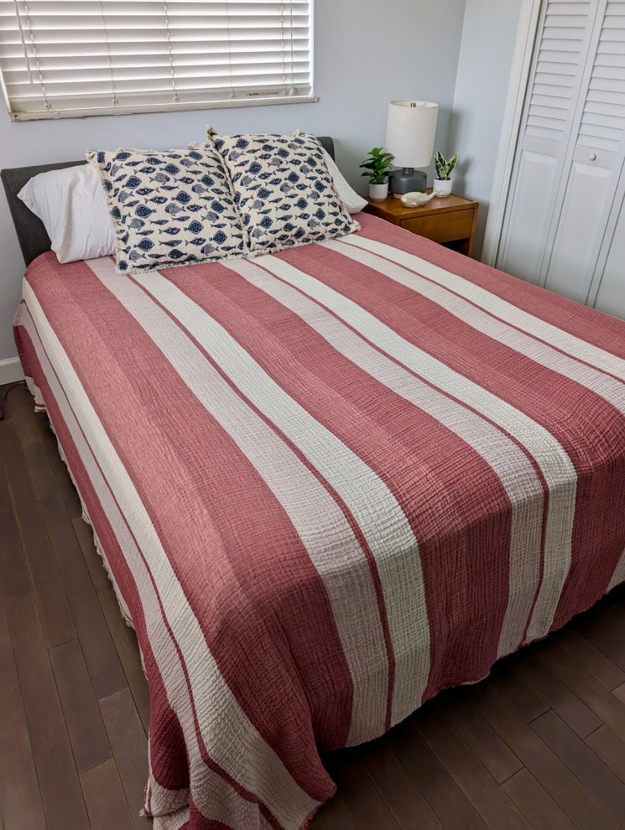 Nova Collection Bedspreads – Wide Stripe Design, Organic Turkish Cotton, Queen/King Sizes