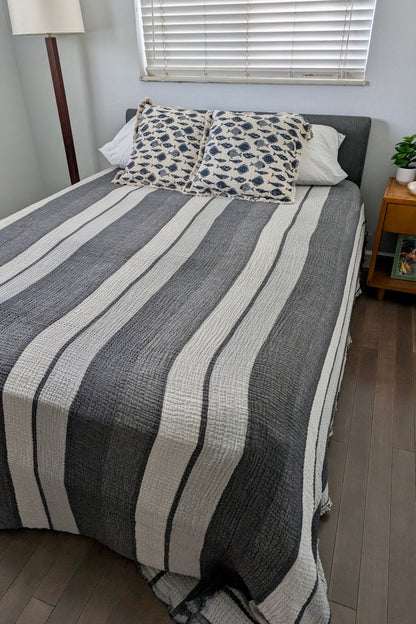 Nova Collection Bedspreads – Wide Stripe Design, Organic Turkish Cotton, Queen/King Sizes