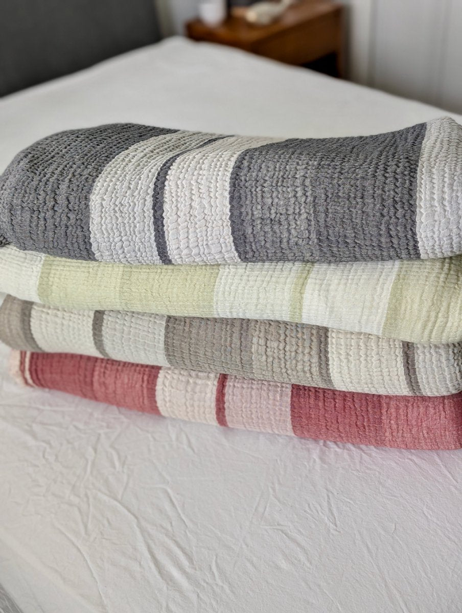 Nova Collection Bedspreads – Wide Stripe Design, Organic Turkish Cotton, Queen/King Sizes