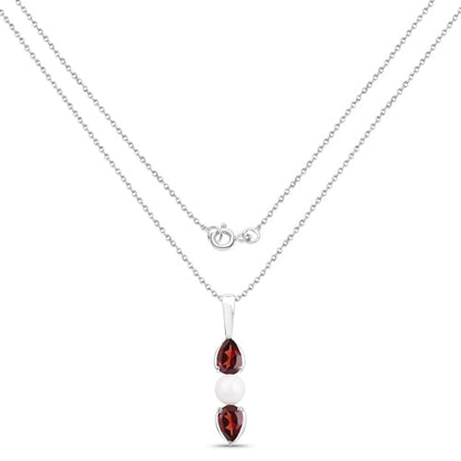 1.50 Carat Genuine Garnet and Pearl .925 Sterling Silver Pendant