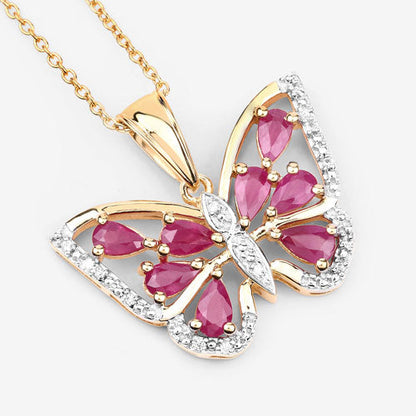 2.07 Carat Genuine Ruby and White Zircon .925 Sterling Silver Pendant