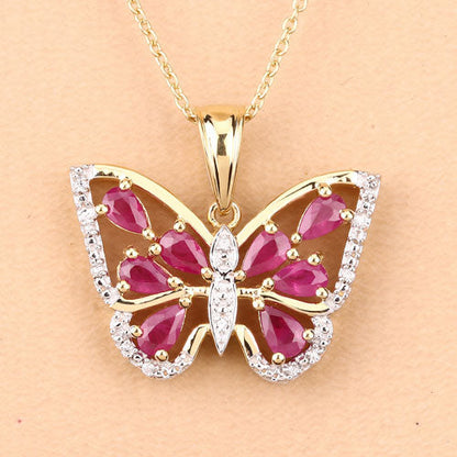 2.07 Carat Genuine Ruby and White Zircon .925 Sterling Silver Pendant