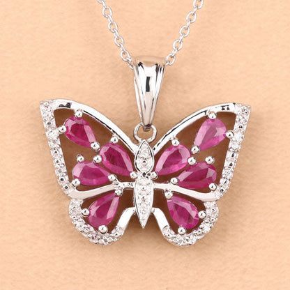 2.07 Carat Genuine Ruby and White Zircon .925 Sterling Silver Pendant