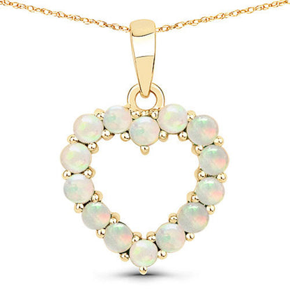 0.42 Carat Genuine Ethiopian Opal 10K Yellow Gold Pendant