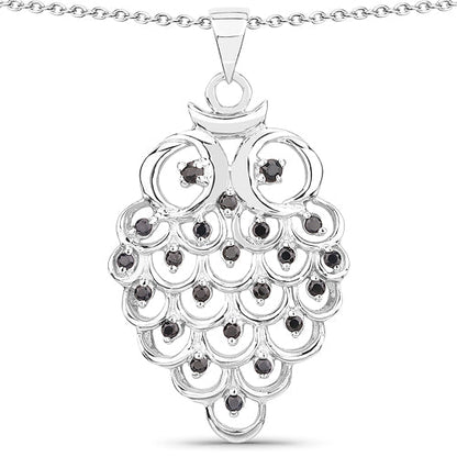 0.67 Carat Genuine Black Sapphire .925 Sterling Silver Pendant