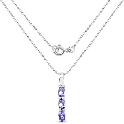 0.75 Carat Genuine Tanzanite .925 Sterling Silver Pendant