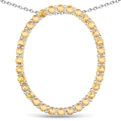 3.84 Carat Genuine Yellow Sapphire .925 Sterling Silver Pendant
