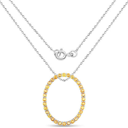 3.84 Carat Genuine Yellow Sapphire .925 Sterling Silver Pendant