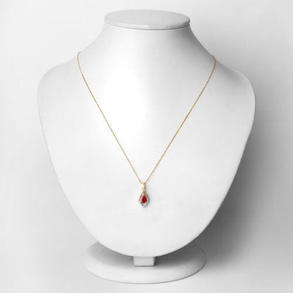 0.69 Carat Genuine Ruby and White Diamond 14K Yellow Gold Pendant