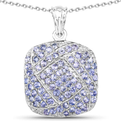 2.73 Carat Genuine Tanzanite .925 Sterling Silver Pendant