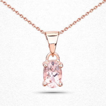 18K Rose Gold Plated 0.70 Carat Genuine Morganite .925 Sterling Silver Pendant