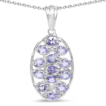 2.21 Carat Genuine Tanzanite .925 Sterling Silver Pendant