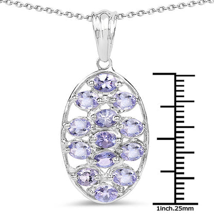2.21 Carat Genuine Tanzanite .925 Sterling Silver Pendant
