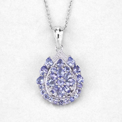 2.64 Carat Genuine Tanzanite and White Topaz .925 Sterling Silver Pendant