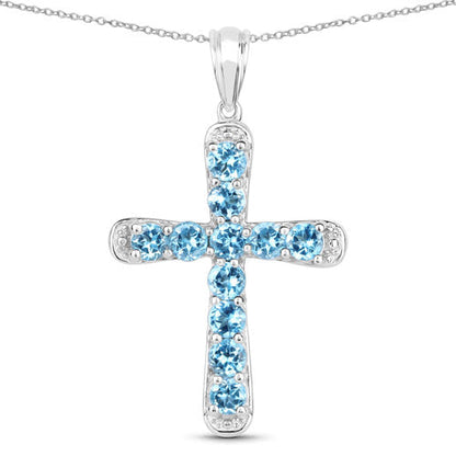 3.85 Carat Genuine Blue Topaz .925 Sterling Silver Pendant