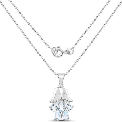 1.75 Carat Genuine Aquamarine .925 Sterling Silver Pendant