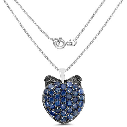 4.17 Carat Genuine Blue Sapphire .925 Sterling Silver Pendant