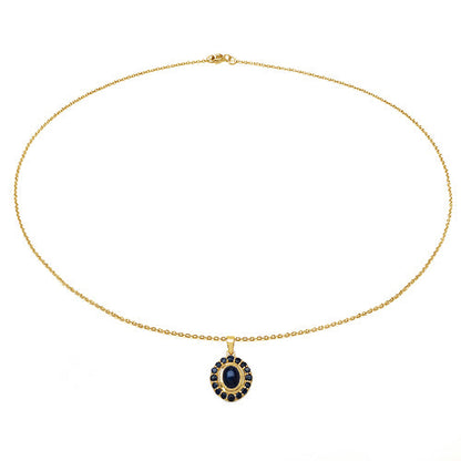 3.02 Carat Genuine Blue Sapphire .925 Sterling Silver Pendant