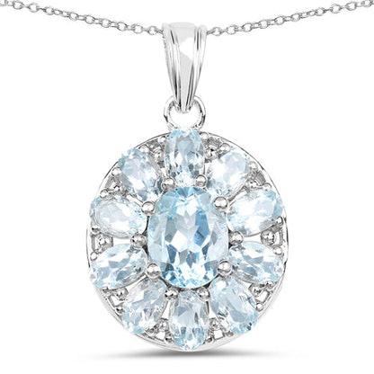 7.65 Carat Genuine Blue Topaz .925 Sterling Silver Pendant