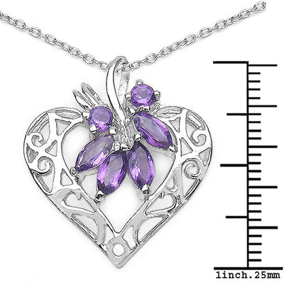 1.12 Carat Genuine Amethyst .925 Sterling Silver Pendant