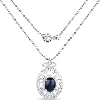 4.50 Carat Genuine Blue Sapphire .925 Sterling Silver Pendant