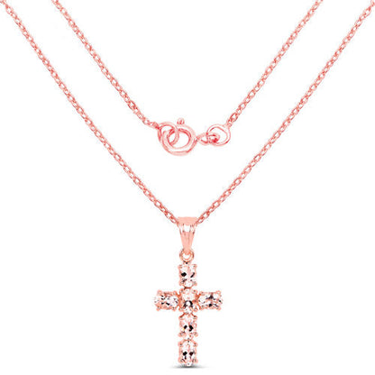 14K Rose Gold Plated 2.58 Carat Genuine Morganite .925 Sterling Silver Pendant