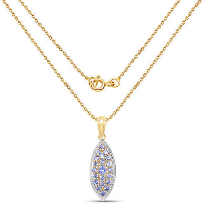 14K Yellow Gold Plated 1.56 Carat Genuine Tanzanite .925 Sterling Silver Pendant