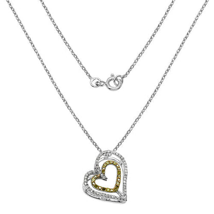 0.51 Carat Genuine White Diamond & Yellow Diamond .925 Sterling Silver Pendant