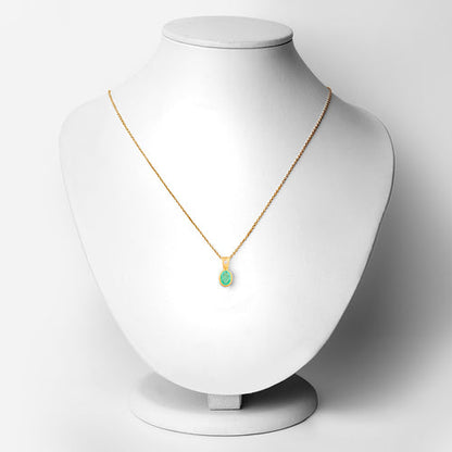 18K Yellow Gold Plated 0.67 Carat Genuine Emerald and White Topaz .925 Sterling Silver Pendant