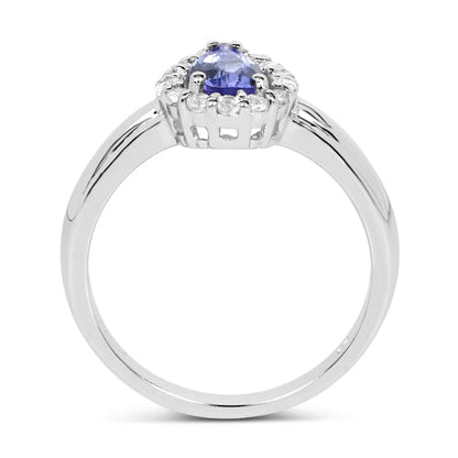 0.96 Carat Genuine Tanzanite and White Topaz .925 Sterling Silver Ring