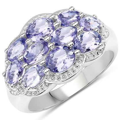 2.66 Carat Genuine Tanzanite .925 Sterling Silver Ring