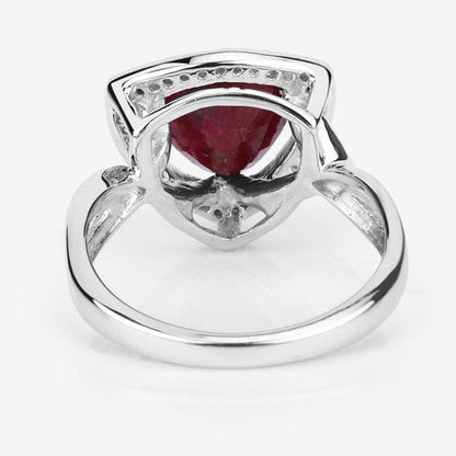3.25 Carat Dyed Ruby and White Topaz .925 Sterling Silver Ring