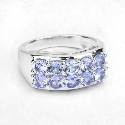 1.90 Carat Genuine Tanzanite .925 Sterling Silver Ring