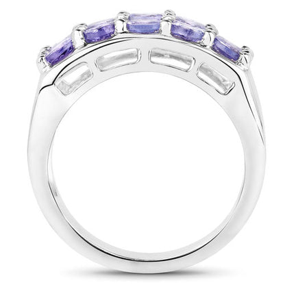 1.90 Carat Genuine Tanzanite .925 Sterling Silver Ring
