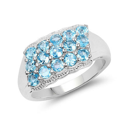 1.50 Carat Genuine Swiss Blue Topaz .925 Sterling Silver Ring