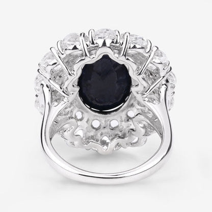 10.64 Carat Dyed Sapphire and White Topaz .925 Sterling Silver Ring