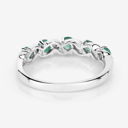 0.54 Carat Genuine Emerald and White Topaz .925 Sterling Silver Ring