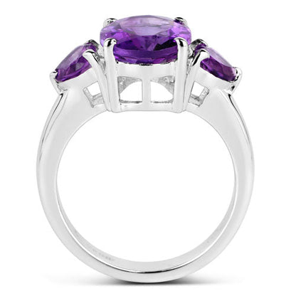 4.06 Carat Genuine Amethyst .925 Sterling Silver Ring