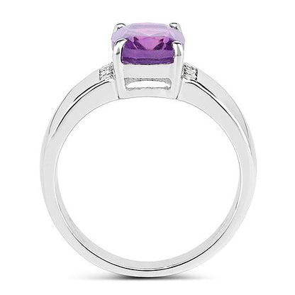 1.85 Carat Genuine  Amethyst and White Topaz .925 Sterling Silver Ring