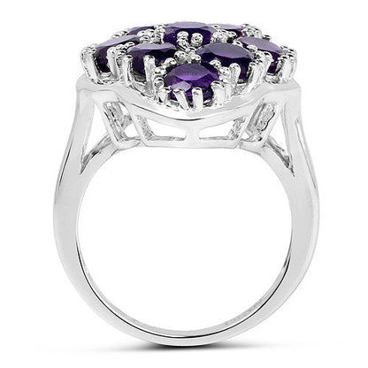 4.05 Carat Genuine Amethyst .925 Sterling Silver Ring