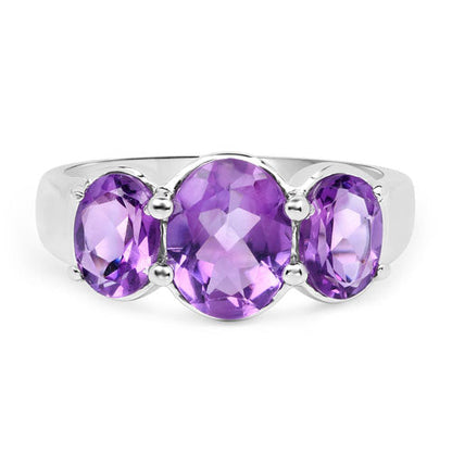 3.20 Carat Genuine Amethyst .925 Sterling Silver Ring