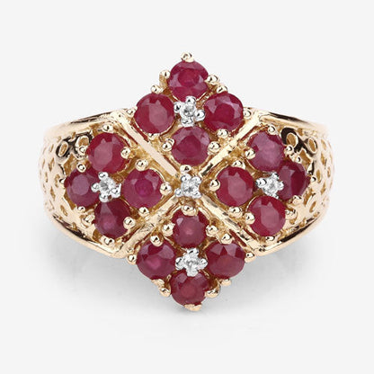 2.13 Carat Genuine Ruby and White Topaz .925 Sterling Silver Ring