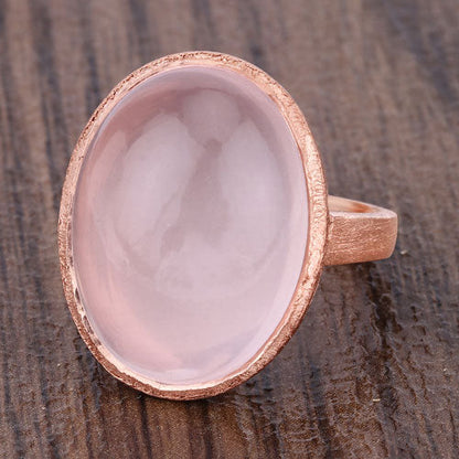 15.60 Carat Genuine Rose Quartz .925 Sterling Silver Ring