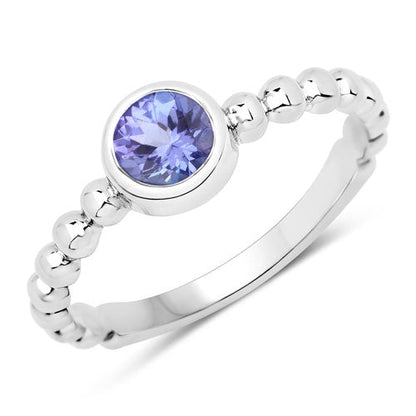 0.47 Carat Genuine Tanzanite .925 Sterling Silver Ring