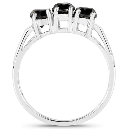 0.99 Carat Genuine Black Diamond .925 Sterling Silver Ring