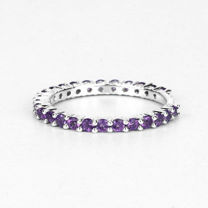 0.78 Carat Genuine Amethyst .925 Sterling Silver Ring