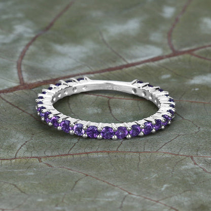 0.78 Carat Genuine Amethyst .925 Sterling Silver Ring