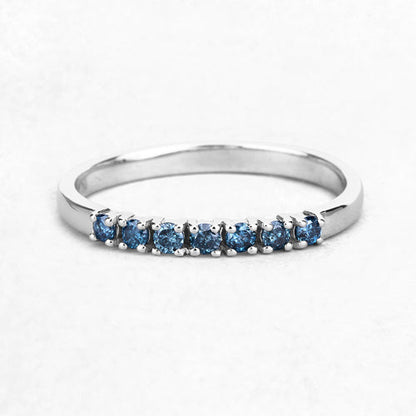 0.22 Carat Genuine Blue Diamond 14K White Gold Ring (I1-I2)
