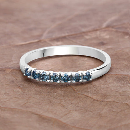 0.22 Carat Genuine Blue Diamond 14K White Gold Ring (I1-I2)