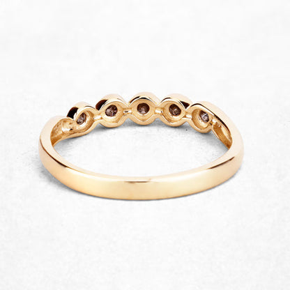 0.19 Carat Genuine Champagne Diamond 14K Yellow Gold Ring (I1-I2)